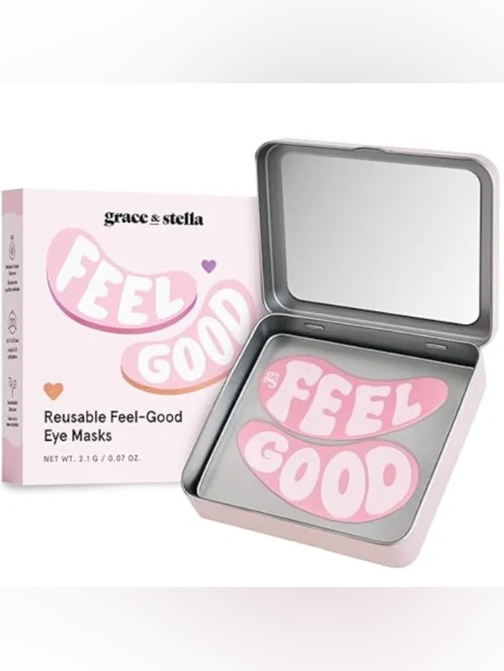 grace & stella Pink 'Feel Good' Reusable Eye Patches